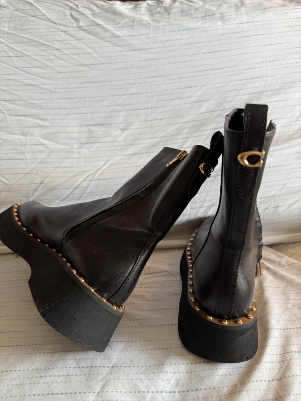 COACH Leather Chelsea Boot Women's 8B Chunky Lug Sole Studded NWT Style CE312 - Picture 5 of 6